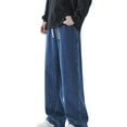 thumbnail image 5 of Baggy Jeans for Men Loose Fit Elastic Waist Drawstring Denim Joggers Straight Leg Sweatpants Hip Hop Y2K Streetwear, 5 of 5