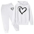 thumbnail image 3 of TBWNWG Girls Outfits Set Comfortable Playwear for Toddler Winter Fall Cute Heart Print Long Sleeve Hoodie and Pants Casual Fit for Everyday Activities,Sizes 4-5 Years, 3 of 4