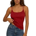 thumbnail image 4 of RYRJJ Tank Tops for Women with Built in Bras Spaghetti Strap Camisole Soft Ribbed Fitted Summer Sleeveless Cami Shirts(Red,M), 4 of 8