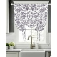 thumbnail image 5 of Purple Flower Tie Up Curtains for Window, Thermal Insulated Balloon Shade Adjustable Rod Pocket Curtains Valance Panels for Kitchen Bathroom Cafe 42 x 54 Vintage Farmhouse Boho Leaf Spring Plant, 5 of 6
