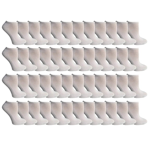 Socks'nBulk 48 Pairs Women's White No Show Socks, (Size 9-11)