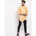 thumbnail image 5 of eloria Men's Trending Indian Traditional Solid Peach-Coloured Asymmetric Kurta, 5 of 7