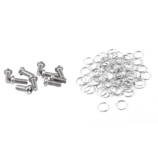 10 Pcs Computer TV LCD Monitor Stand Bracket Mounting Screw M4X10Mm & 80 Pcs 10Mm Dia Silver Tone Metal Split Loop Key Rings Holders Replacement
