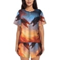 thumbnail image 1 of Fotbe Red And Blue Fire Cloud Dragon Conjunto de Pijama Estampado para Mujer, 2 Piezas, Ropa de Dormir con Camiseta de Manga Corta y Shorts Suaves-Large, 1 of 6