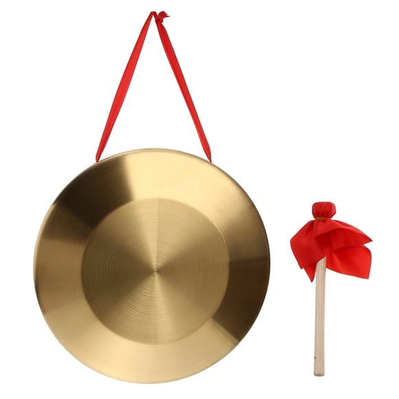 FRCOLOR Hand Gong 1 Set Traditional Percussion Copper gong Chinese Gong Hand Gong with Hammer,14.17"X14.17"X1.65"