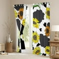 thumbnail image 3 of Milk Cow Print Curtains & Drapes,Grey Black and White Cow Spots Blackout Curtains,Yellow Sunflowers Rustic Flowers Window Curtains,Farmhouse Wild Animal Skin Window Treatments, 3 of 6