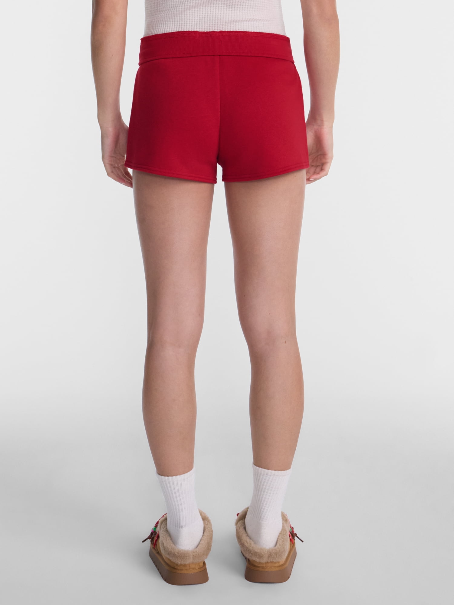 No Boundaries Fleece Shorts with Ribbed Waistband, Women's XXS-XXL