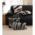 thumbnail image 4 of Fennco Styles Zebra Stripe Faux Fur Animal Design Decorative Lumbar Throw Pillow Cover 12" W x 20" L – Grey Plush Cushion Case for Couch, Bedroom, Living Room and Office Décor, 4 of 5