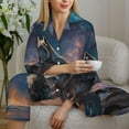 thumbnail image 6 of Fotbe Night Sky Wolf Pattern Long Sleeve Pajama Set for Women,Sleepwear Set,2-piece Loungewear Set,Soft PJs Comfy Nightwear with Pockets -X-Large, 6 of 7