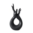 thumbnail image 2 of Jarrón de cerámica con forma de mano, diseño floral nórdico, para mesa, estilo rústico. Negro, 2 of 9
