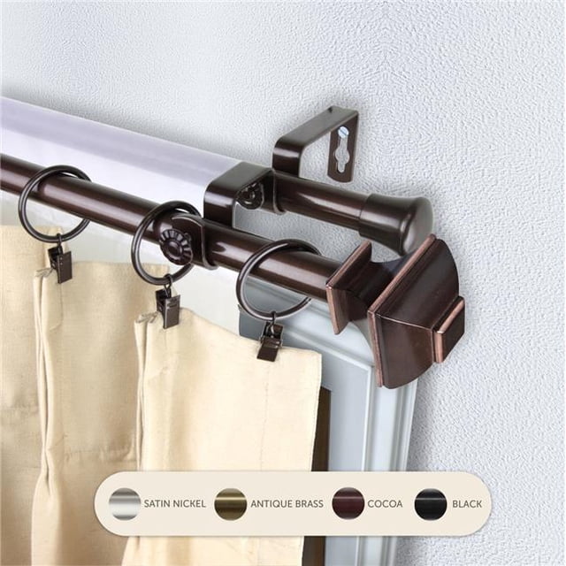 Central Design 4782-487 Tringle à Rideaux Double Vicky de 0,8125 Po avec Rallonge de 48 à 84 Po, Cacao