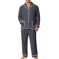 thumbnail image 2 of Vetsdori Warm Fleece Pajamas Sets for Men Comfy 2 Pieces Homewear Pockets Long Sleeve Collar Button Shirts and Pants Winter Casual Mens Loungewear Stylish, 2 of 9