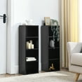 thumbnail image 2 of 8-Tier Bookshelf, 70" Tall Double-Decker Display Cabinet, Wood Media CD Tower, Freestanding Narrow Open Storage Cube Organizer for Living Room,Bedroom, 2 of 8
