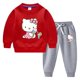 thumbnail image 3 of Hello Kitty estampado de dibujos animados para niños más suéter de terciopelo + pantalones gruesos ropa informal cálida de dos piezas para niños y niñas, 3 of 5
