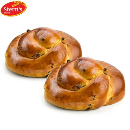Stern's Bakery Kosher 16 Oz Round Raisin Challah Bread- 2 Pack | Traditional Braided Raisin Challah | Rosh Hashanah Gift Basket | Fresh, Delicious | Holiday Gift for Rosh Hashanah, Yom Kippur & Sukkot