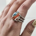 thumbnail image 4 of Natural Oyster Copper Turquoise Ring, Turquoise Ring, December Birthstone, 3 Twisted Band, 925 Sterling Silver, Womens Ring, Christmas, Thanksgiven, Handmade, Statement Jewelry, Natural Turquoise Ring, 4 of 6