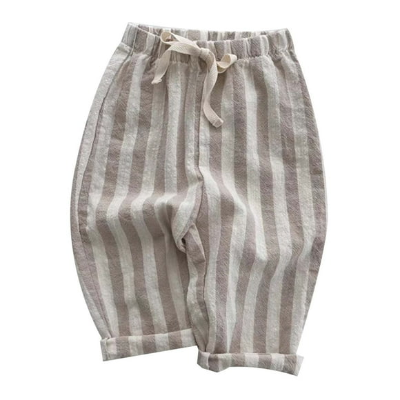 XASZHN Pantalons Rayés Minimalistes pour Bébé Fille Taille Élastique Quotidienne Kaki 130