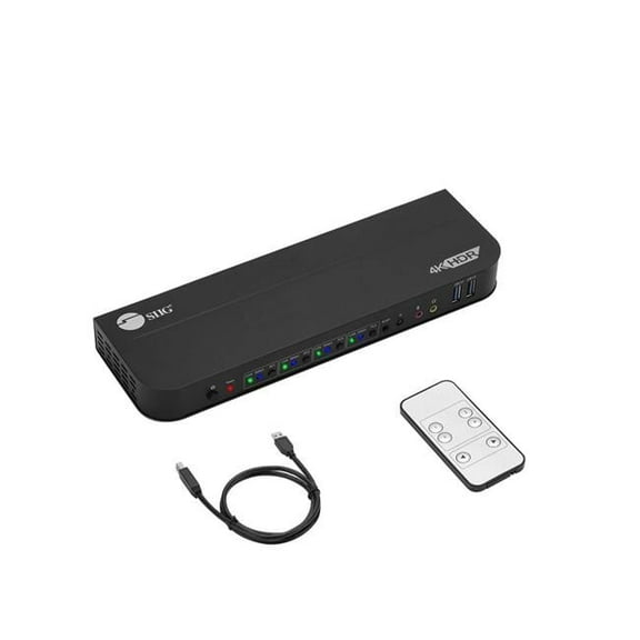 SIIG CE-KV0D11-S1 4 x 1 Display Port 4K KVM USB 3.0 Switch with Remote Control