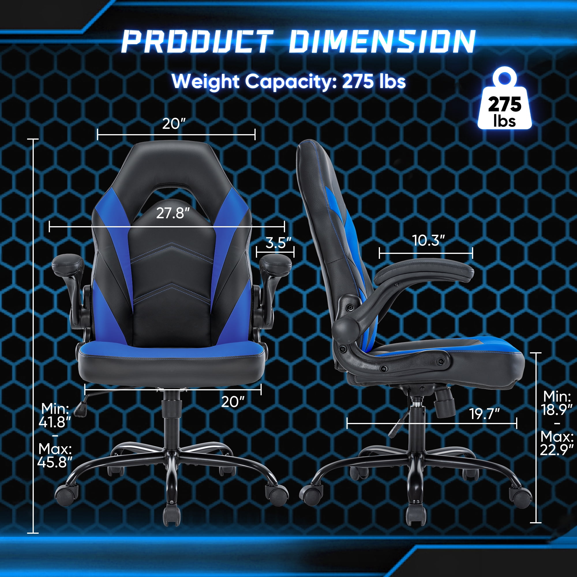 Yoneston PU Leather Gaming Chair with Ergonomic Lumbar Support