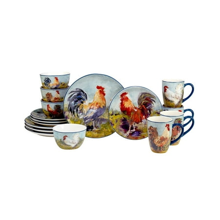 Certified International Rooster Meadow 16-Piece Dinnerware Set, Service for 4