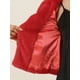 thumbnail image 5 of Abrigo mullido de piel sintética Allegra K Chaqueta recortada Rojo XL, 5 of 6