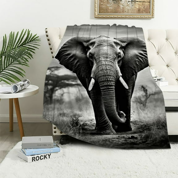 Pratyus Elephant Print Blanket for All Seasons | Lightweight Flannel Blanket for Boys, Girls, Adults | Perfect Gift Idea 40x50in