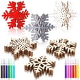 thumbnail image 1 of Conjunto de Manualidades Navideñas Blosssound 36 Copos de Nieve de Madera y 12 Marcadores, 1 of 6