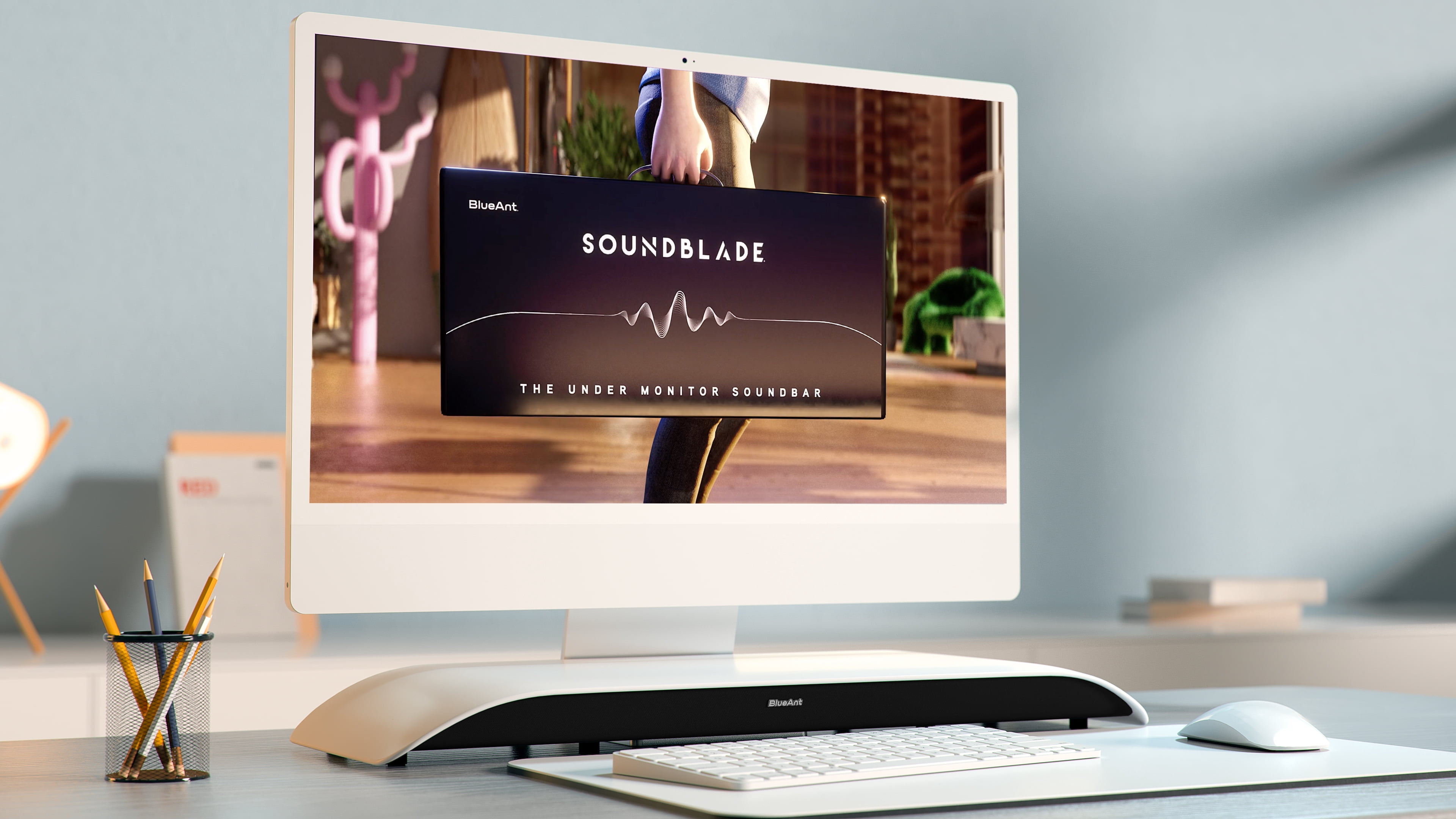 BlueAnt Soundblade - The Under Monitor Soundbar - White
