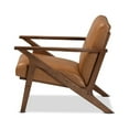 thumbnail image 3 of Baxton Studio Bianca Mid-Century Modern Walnut Brown Finished Wood and Tan Faux Leather Effect Lounge Chair, 3 of 7