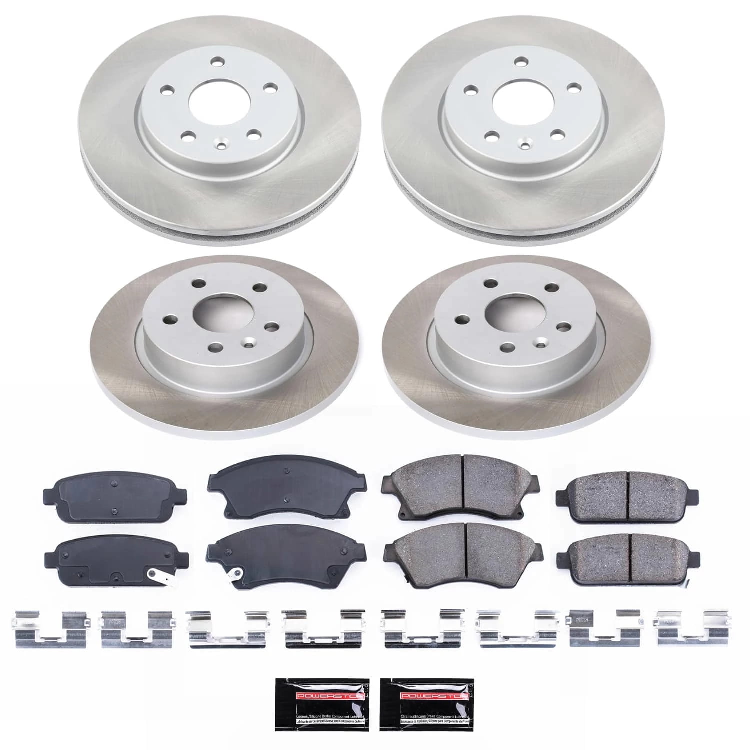 PowerStop Front and Rear Semi-Coated Rotor and Low-Dust Ceramic Brake Pad Kit SC5551