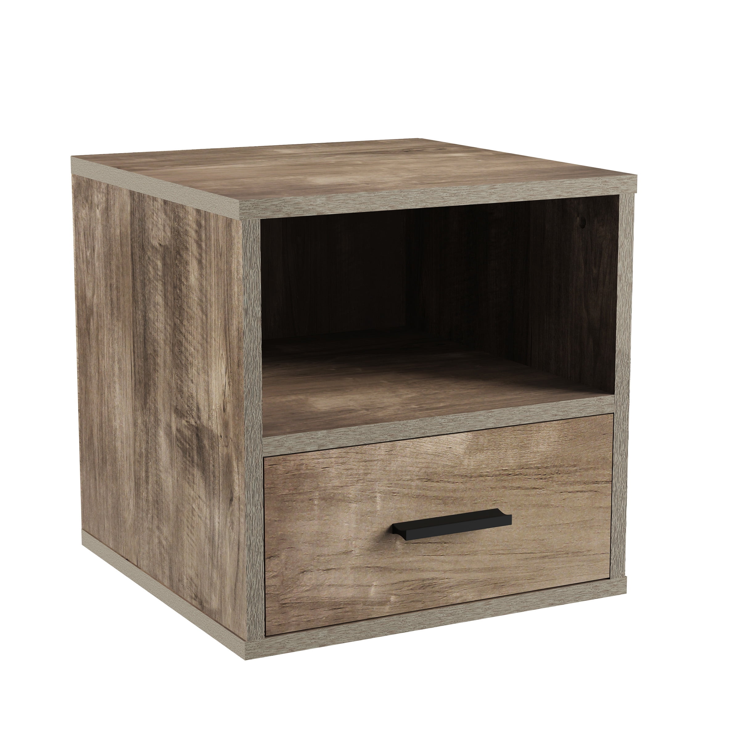 Lavish Home End Table Cube with Drawer, Gray
