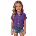 thumbnail image 4 of EnJoCho Toddler Girl Short Sleeve Shirt Girls Linen Shirt Button Down Short Sleeve Cotton Shirts Teen Girl Summer Hawaiian Top Fashion, 4 of 4