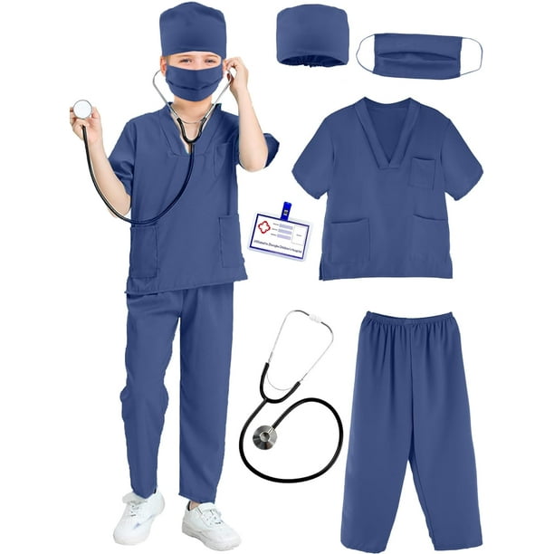 Conjunto de disfraz de médico para niños, traje quirúrgico