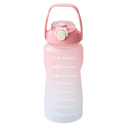 

2L Motivational Water Bottle with Time Marker Straw and Handle Tumbler Reusable Gradient Kettle