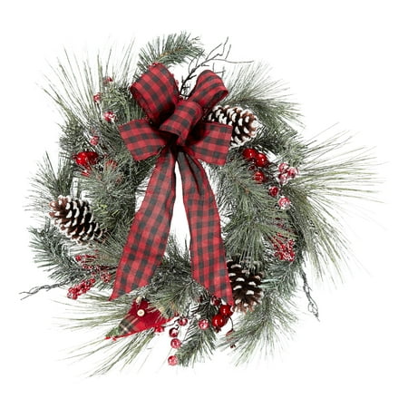 Christmas Wreaths Holiday Time Pine and Snow Berry Christmas Wreath Decoration, 22