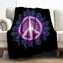 Peace Sign Blanket Gifts for Boys Girls Women, Peace Symbol Decoration for Home Bedroom Living Room Car Travelling, Cute Soft Comfortable Lightweight Throw Plush Blankets Purple 50"x60"