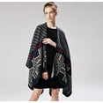 thumbnail image 3 of CoCopeaunt Women Shawl Wraps Classic Poncho Thick Warm Open Front Travel Sweaters Cape Large Wavy Blanket Scarf, 3 of 5