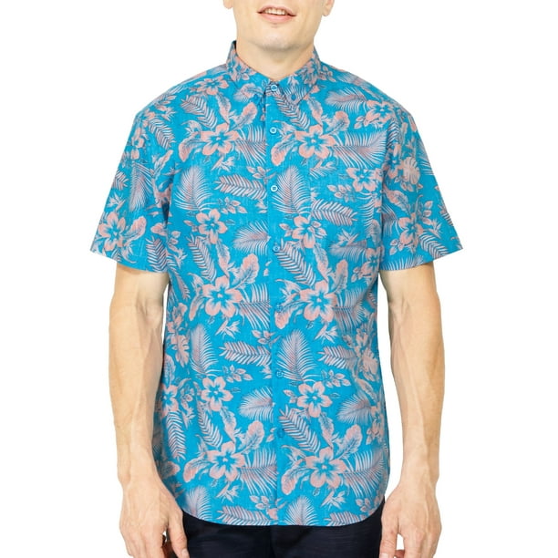Visive Mens Hawaiian Shirt Big And Tall Short Sleeve Button Down Up