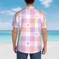 thumbnail image 4 of Balery Heart Buffalo Plaid Camisas hawaianas de manga corta para hombre, camisas playeras de corte holgado, camisas de vacaciones con botones,X-Large, 4 of 7