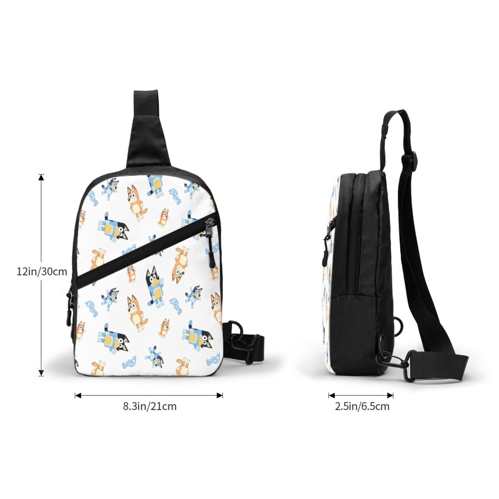 Kowoue Bluey Pattern Chest Pack Crossbody Bag - Portable and Lightweight Sling Bag for Travel, Hiking, Shopping with Adjustable Strap and Zipper Pockets