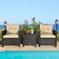 thumbnail image 2 of Patiojoy 3PCS Wicker Cushioned Conversation Set Outdoor Rattan Furniture w/Beige Cushions, 2 of 6