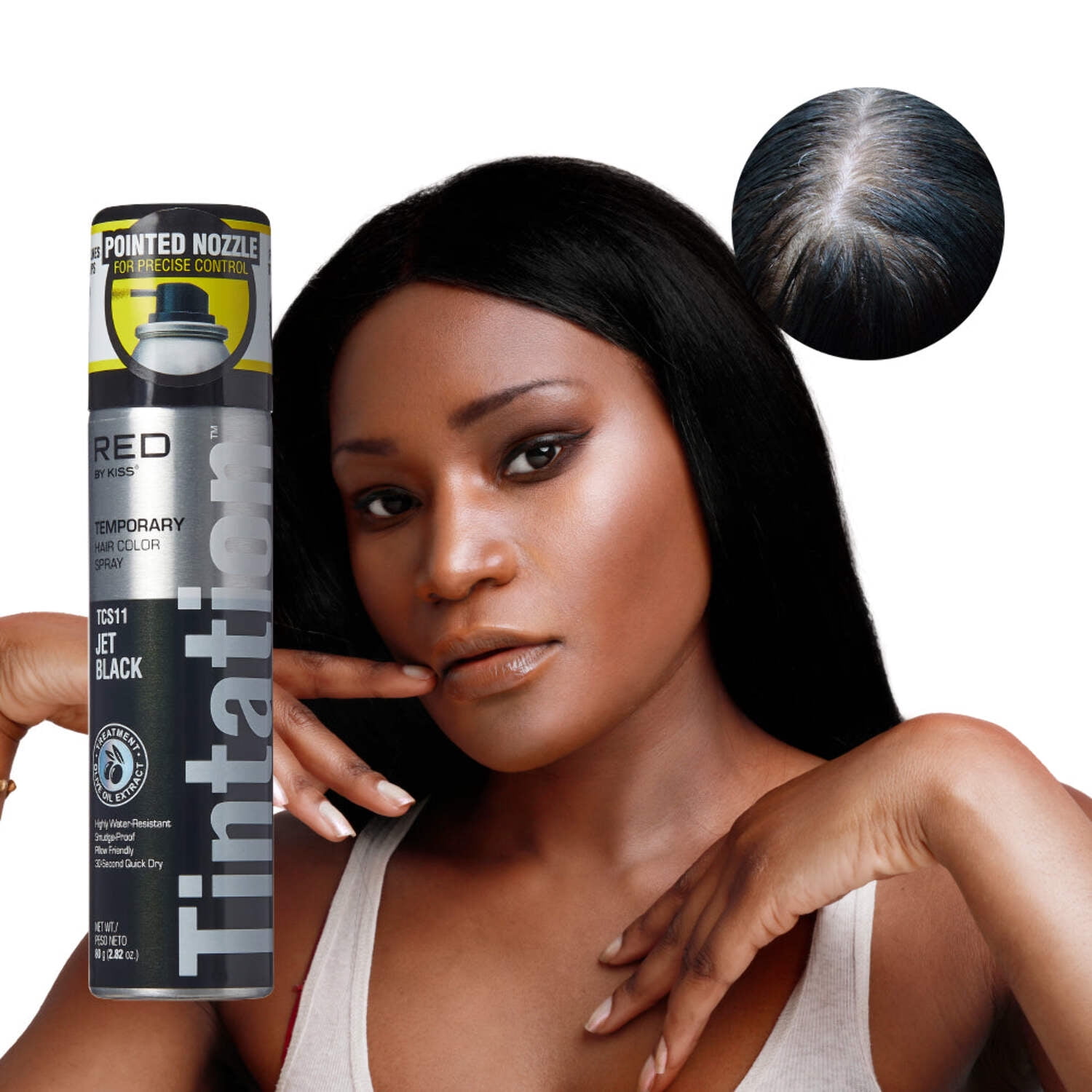 RED by Kiss Tintation Temporary Hair Color Spray, Instant Gray