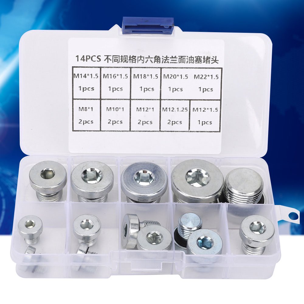 Kritne Hex Socket Drain Nut,Drain Bolt,14 Pcs Drain Plug Hex Socket Oil