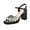 Black, variant on XYD Women Sexy Rhinestones Open Toe Sandals Chunky High Heel Buckled Ankle Strap Pumps Party Summer Shoes Size 4.5 Black