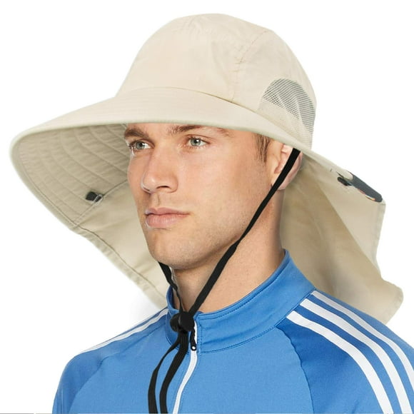 SUN CUBE Wide Brim Sun Hat with Neck Flap, Fishing Hiking for Men Women Safari, Neck Cover for Outdoor Sun Protection UPF50+ | Camo Green