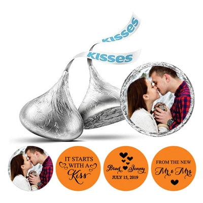 Darling Souvenir From The New Photo Wedding Custom Stickers 190 Pcs Chocolate Labels-Orange