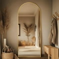 thumbnail image 2 of SEETHRUGLIMMER 65"x 24.2" Arched Full Length Mirror Free-Standing Wall Mounted Floor Mirrors, Gold, 2 of 5