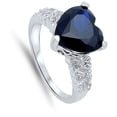 thumbnail image 4 of CHOOSE YOUR COLOR Large Blue Simulated Sapphire Heart Promise Ring .925 Sterling Silver Band CZ Female Size 10, 4 of 4