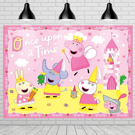 Image of Princess Peppa Pig Backdrop - Princess Peppa Pig Party Supplies