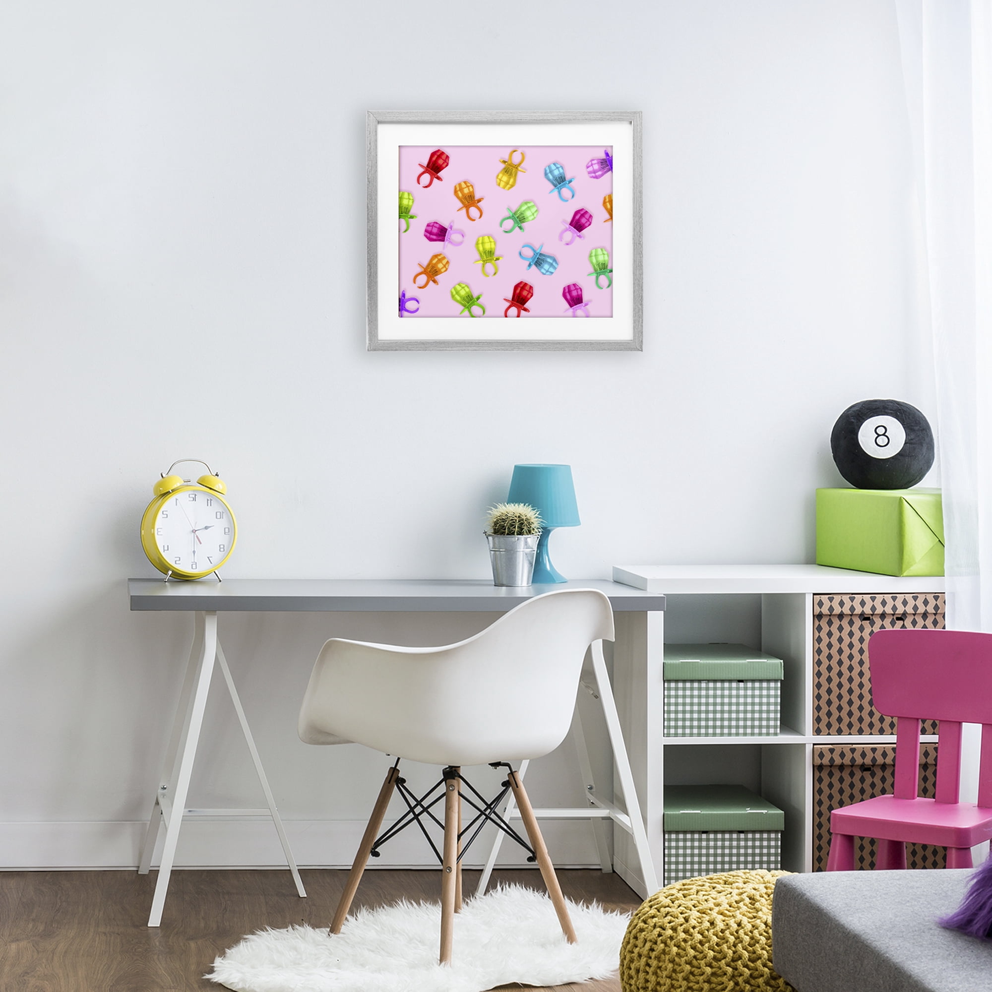 Stupell Industries Candy Gem Ring Party Pattern Gray Framed Print Under Glass, design by LISH Creative